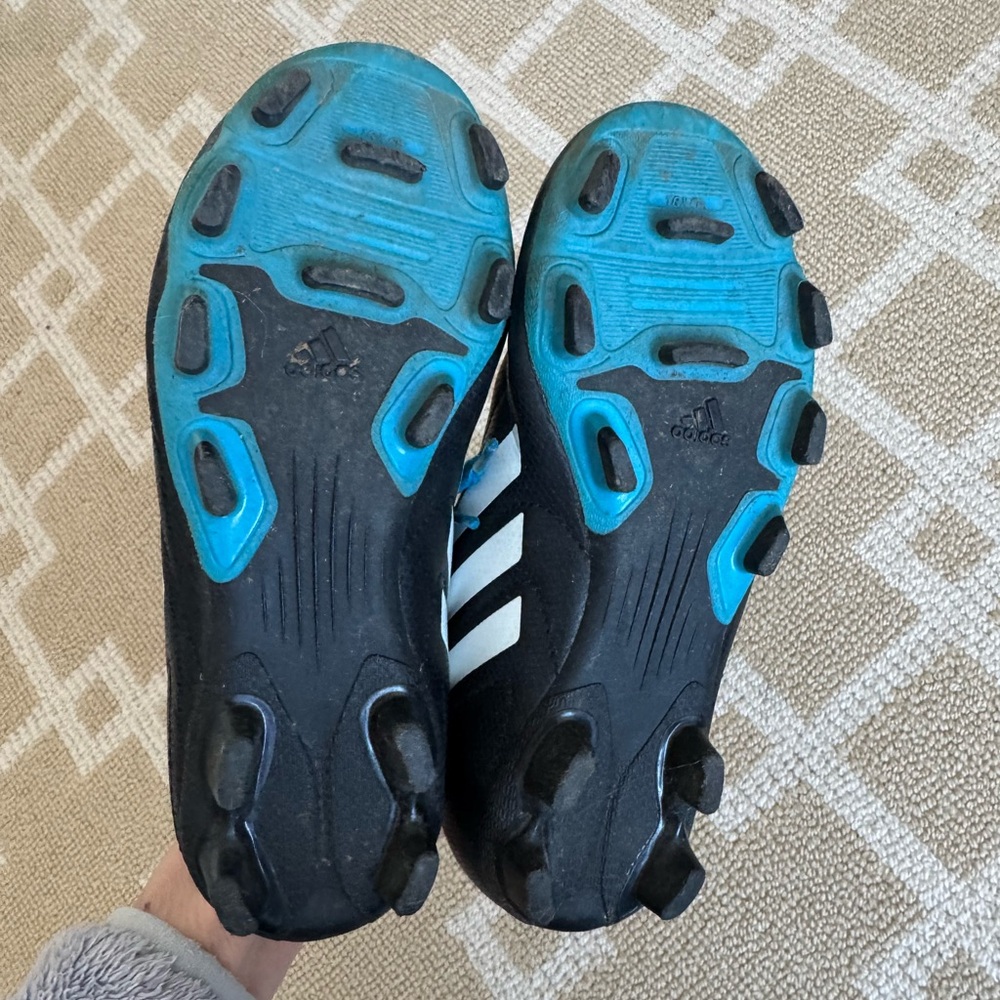 Adidas Youth Soccer Cleats Firm Ground Black Blue Performance Shoes Kids 12 - Picture 8 of 10